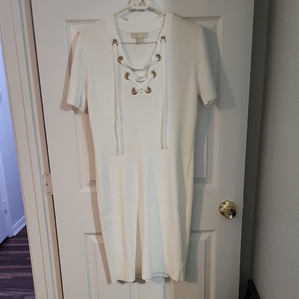 MICHAEL Michael Kors White Lace-Up Mini Dress